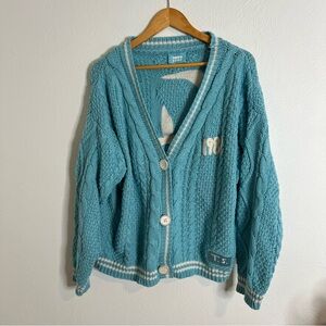 Taylor Swift 1989 Teal Cable Knit Cardigan Sweater Seagull Medium Large